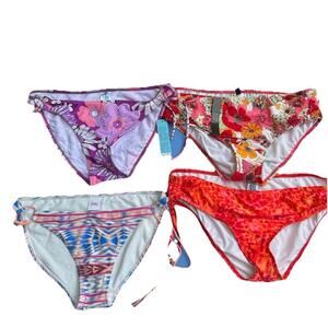 Lot Of 4 New  Swimsuit Bikini Bottoms Sz Womens L Large Melani Abs
